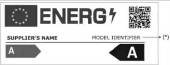 graph LR A["ENERG"] --> B["SUPPLIER'S NAME"] B --> C["A"] D["MODEL IDENTIFIER"] --> E["(*)"]
