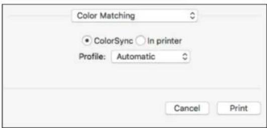 Підбір кольору • ColorSync ○ У принтері Профіль: Автоматично Скасувати Друк