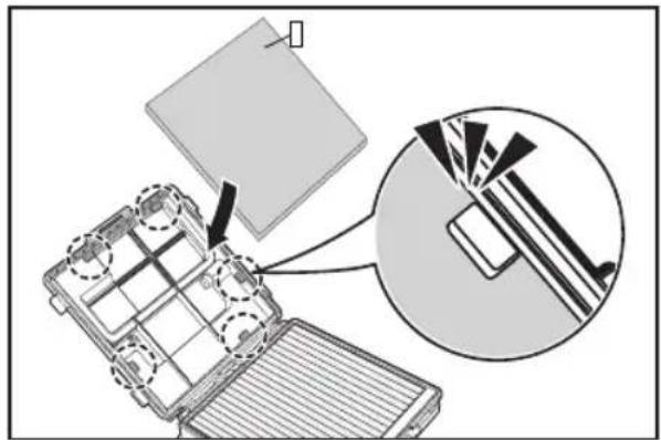 Technical diagram showing a device with labeled components and an inset close-up of its internal structure, likely illustrating a mechanical or electrical assembly.