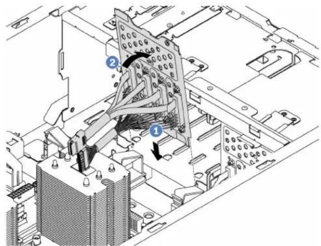 Technical diagram of an electronic device with labeled components, showing internal structure and assembly steps