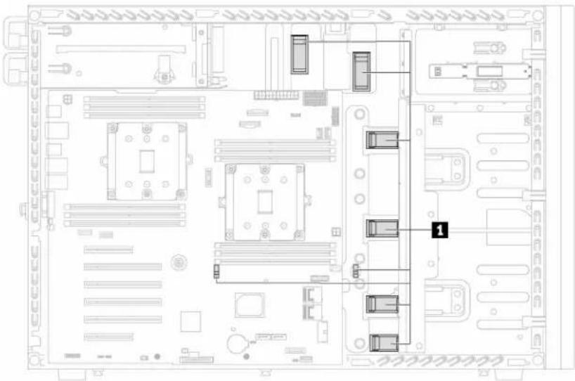 Technical diagram of a computer motherboard layout with labeled components and numbered annotation