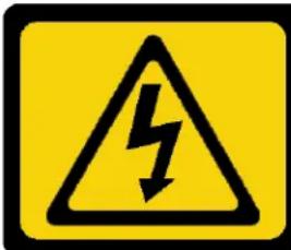 Yellow warning sign with black lightning bolt symbol indicating electrical hazard