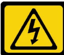 Yellow triangular warning sign with black lightning bolt symbol indicating electrical hazard