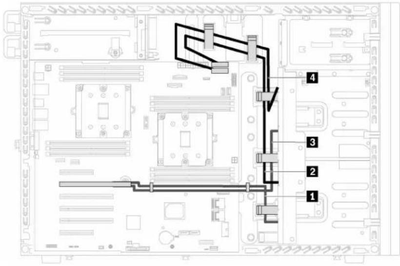 Diagram of a computer motherboard layout with numbered components and connection lines