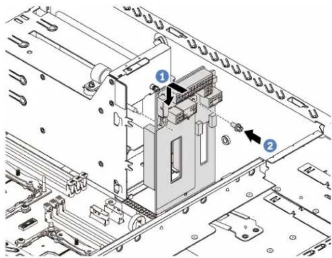 Technical diagram of an electronic device with labeled components and directional arrows indicating assembly or movement.