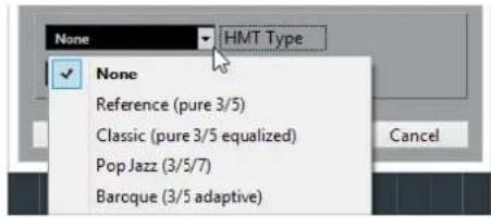 None HMT Type None Reference (pure 3/5) Classic (pure 3/5 equalized) Pop Jazz (3/5/7) Baroque (3/5 adaptive)