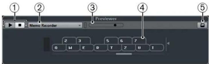 ① ② ③ ④ ⑤ Memo Recorder Previewer 2 3 5 6 7 0 W E R T Z U I