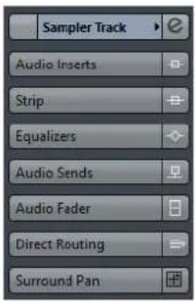 Sampler Track Audio Inserts Strip Equalizes Audio Sends Audio Fader Direct Routing Surround Pan