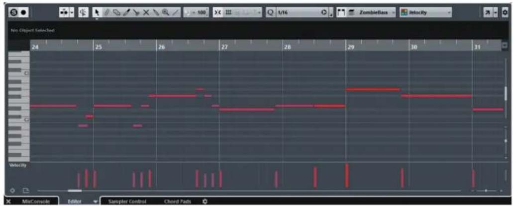 No Object Selected 24 25 26 27 28 29 30 31 Velocity MixConsole Editor Sampler Control Chord Pads