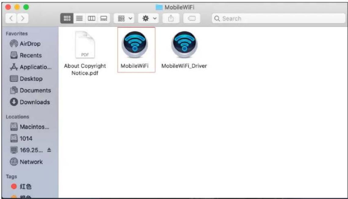 MobileWiFi Favorites AirDrop Recents Application... Desktop Documents Downloads Locations Macintosh... 1014 169.25... Network Tags 红色 橙色 About Copyright Notice.pdf MobileWiFi MobileWiFi_Driver