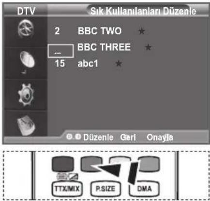 DTV Sık Kullanılanları Düzenle 2 BBC TWO * ... BBC THREE * 15 abc1 * Düzenle Geri Onayla TTX/MIX P.SIZE DMA