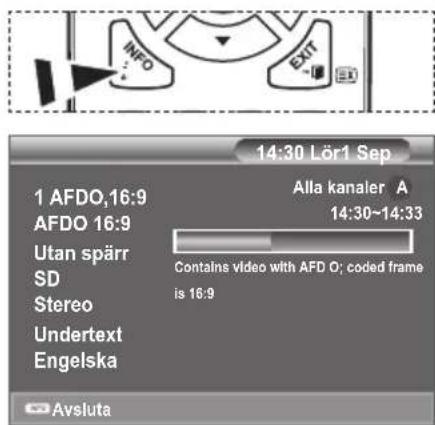 14:30 Lör 1 Sep 1 AFDO,16:9 AFDO 16:9 Utan spärr SD Stereo Undertext Engelska Alla kanaler A 14:30~14:33 Innehåller video med AFD 0; kodad bildruta är 16:9 Avsluta