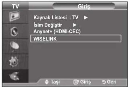 TV Giriş Kaynak Listesi : TV İsim Değiştir Anynet+ (HDMI-CEC) WISELINK Taşı Giriş Geri