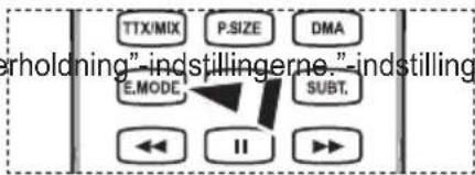 TTX/MIX P.SIZE DMA E.MODE SUBT. ←← II →→ Indstillingerne for "erholding"-indstillingerne.