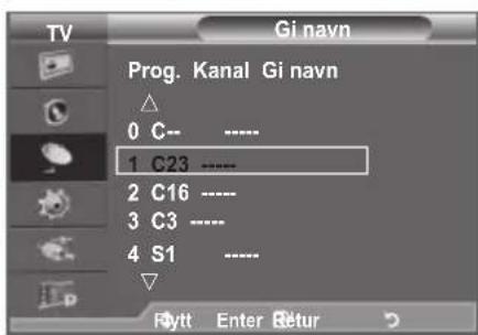 TV Gi navn Prog. Kanal Gi navn 0 C-- ---- 1 C23 ---- 2 C16 ---- 3 C3 ---- 4 S1 ---- Fytt Enter Rétur