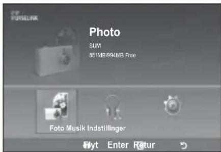 Photo SUM 861MB/994MB Fri Foto Musik Indstillinger Flyt Enter Retur