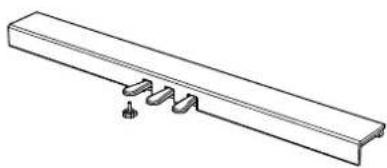 Technical line drawing of a mechanical bracket with mounting holes and a central screw (no text or symbols)