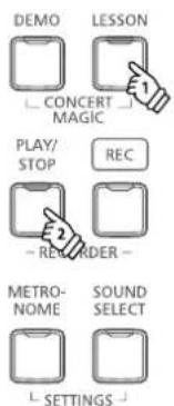 DEMO LESSON CONCERT MAGIC PLAY/ STOP REC - REORDER - METRO- NOME SOUND SELECT SETTINGS