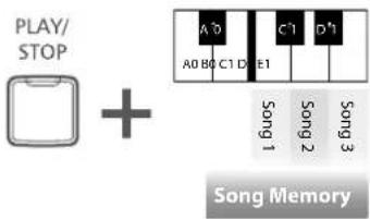 PLAY/ STOP + A0 B0 C1 D1 E1 C1 D1 Song 1 Song 2 Song 3 Song Memory