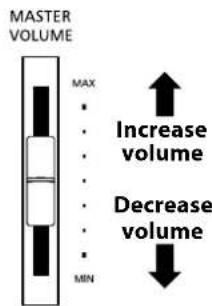 MASTER VOLUME MAX Increase volume Decrease volume MIN