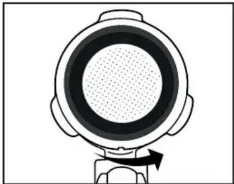 Cross-sectional diagram of a mechanical component with a rotating arrow indicating rotation (no text or symbols)
