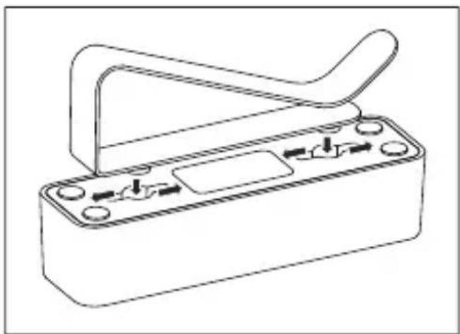 Line drawing of a mechanical device with handle and internal components (no text or symbols)
