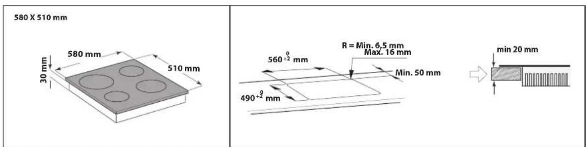 INDESIT TI 60 X - PLACING THE HOB - 3