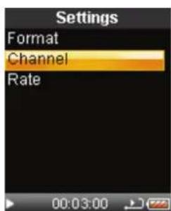 Settings Format Channel Rate
