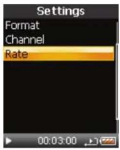 Settings Format Channel Rate