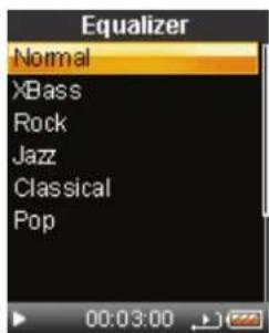Equalizer: Normal, XBass, Rock, Jazz, Classical, Pop