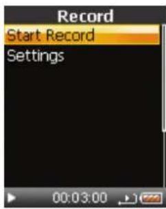 Record Start Record Settings 00:03:00