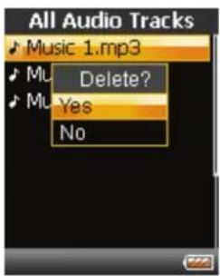 All Audio Tracks Music 1.mp3 Music Delete? Yes No