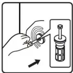 Illustration de mains utilisant un tournevis pour ajuster un composant mécanique (sans texte ni symboles).