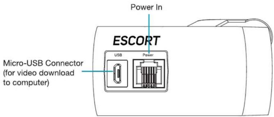 Power In ESCORT Micro-USB Connector (for video download to computer)