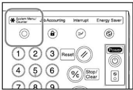 System Menu/ Counter Accounting Interrupt Energy Saver 1 2 3 Reset 4 5 6 Stop/ 7 8 9 Clear Power