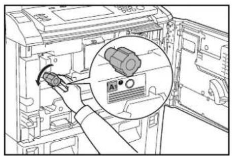 Diagram showing a device being inserted into a rack, with an inset magnified view highlighting the component's internal structure.