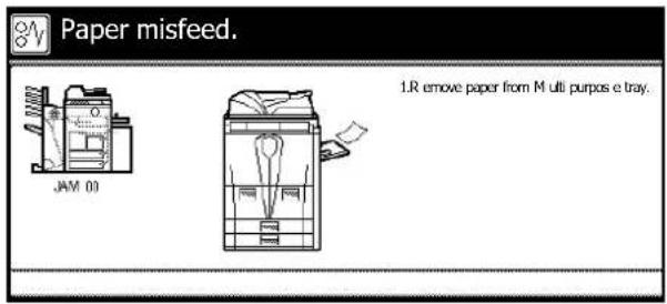 Paper misfeed. JAM 00 1.R remove paper from M ulti purpos e tray.