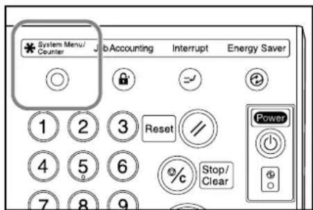System Menu/ Counter Accounting Interrupt Energy Saver 1 2 3 Reset 4 5 6 Stop/ Clear 7 8 9 Power