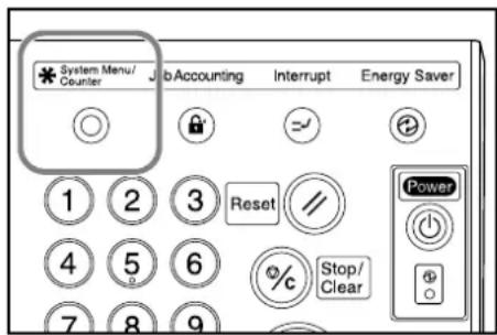 System Menu/ Counter Accounting Interrupt Energy Saver 1 2 3 Reset 4 5 6 Stop/ Clear 7 8 9