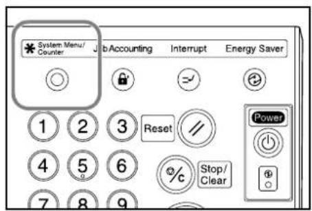 System Menu/ Counter bAccounting Interrupt Energy Saver 1 2 3 Reset 4 5 6 Stop/ Clear 7 8 9