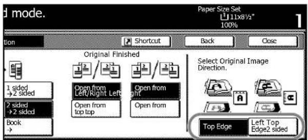 d mode. Paper Size Set 11x8½" 100% 1 2 sided →2 sided 2 sided →2 sided Book Original Finished Open from Left/Right Left Open from top top Open from Open from Select Original Image Direction. Top Edge Left Top Edge2 sided