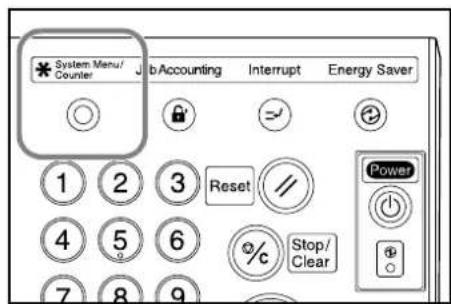 System Menu/ Counter Accounting Interrupt Energy Saver 1 2 3 Reset 4 5 6 Stop/ Clear 7 8 9 Power