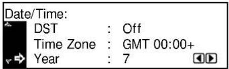 Date/Time: DST : Off Time Zone : GMT 00:00+ Year : 7