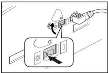 Diagram showing installation of a plug with a switch and power outlet, highlighting a component with an arrow.