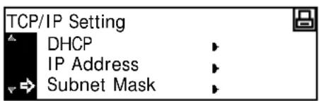 TCP/IP Setting DHCP IP Address Subnet Mask