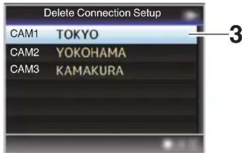 Delete Connection Setup CAM1 TOKYO CAM2 YOKOHAMA CAM3 KAMAKURA