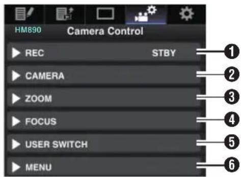 HM890 Camera Control REC STBY CAMERA ZOOM FOCUS USER SWITCH MENU