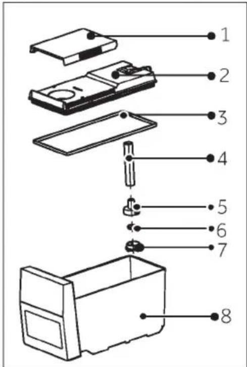 Exploded view diagram of a device with numbered parts for identification
