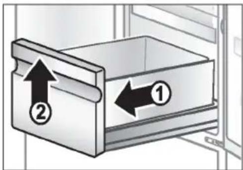 Diagram showing two labeled arrows pointing to a 3D box, with numbers 1 and 2 indicating directional movement.