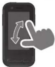 Illustration of a hand interacting with a smartphone displaying a circular arrow icon (no text or symbols)